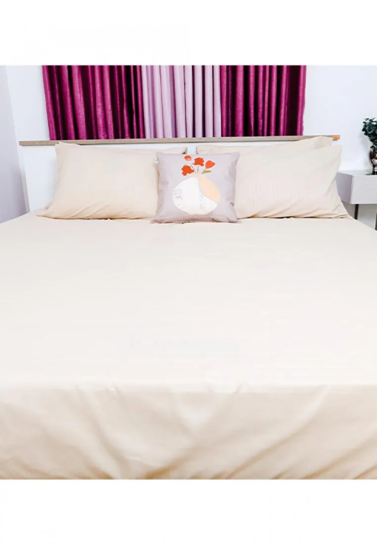 Jacquard Stripes Bedsheet Fitted Sheet - Queen with 1pc Flat Sheet and 2pc Pillow Case