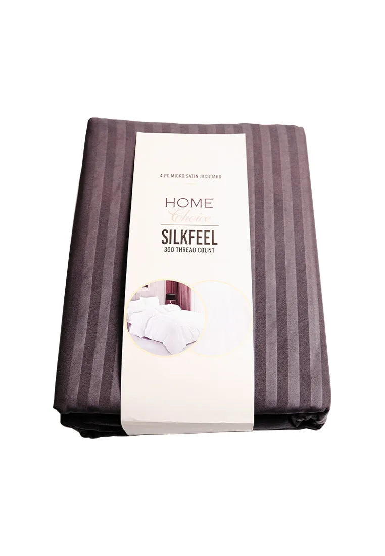 Jacquard Stripes Bedsheet Fitted Sheet - Queen with 1pc Flat Sheet and 2pc Pillow Case