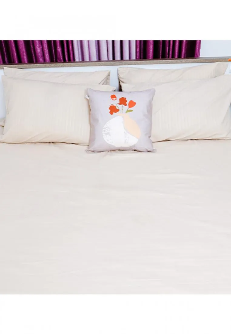 Jacquard Stripes Bedsheet Fitted Sheet - Queen with 1pc Flat Sheet and 2pc Pillow Case