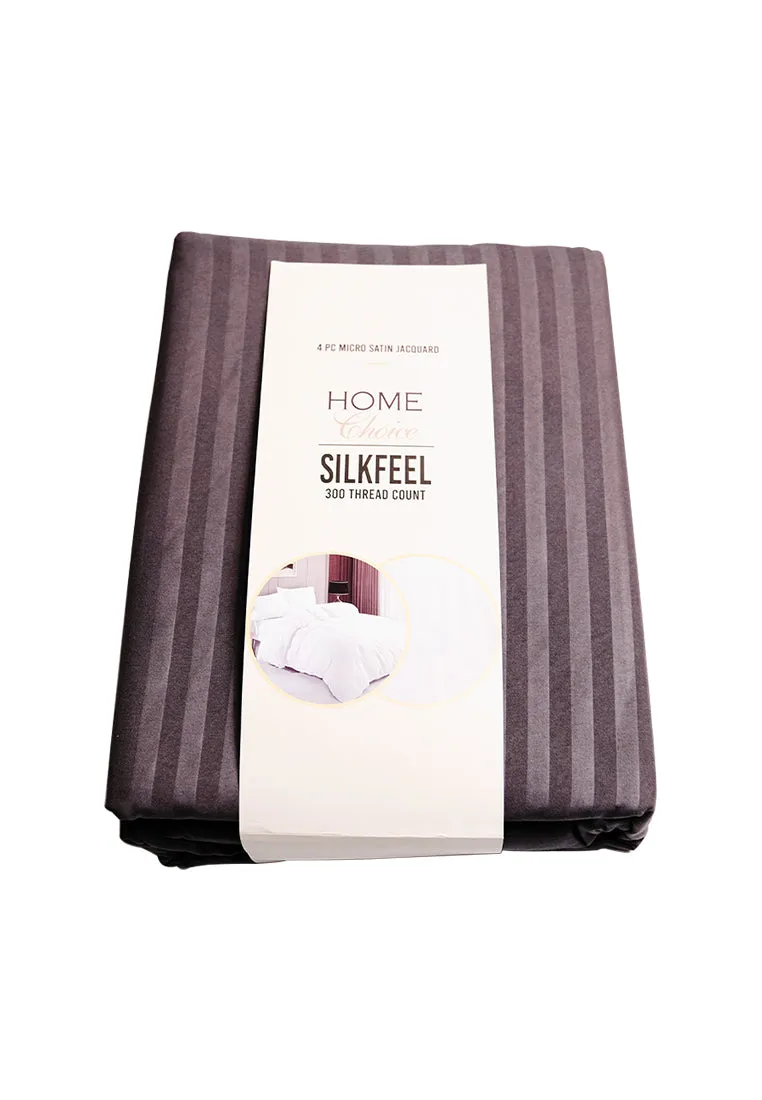 Jacquard Stripes Bedsheet Fitted Sheet - Queen with 2pc Pillow Case