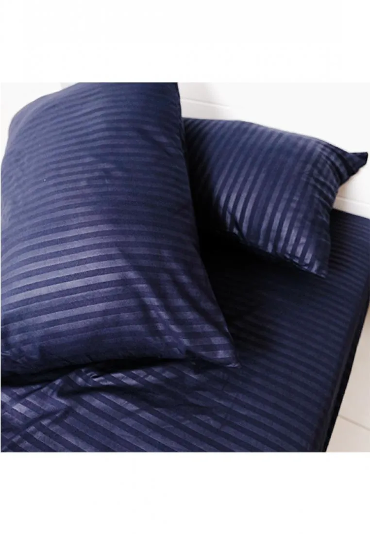 Jacquard Stripes Bedsheet Fitted Sheet - Queen with 2pc Pillow Case