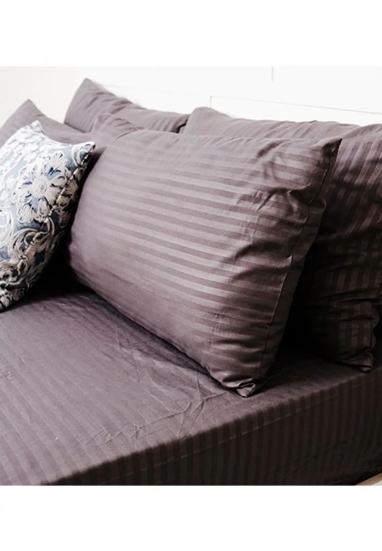 Jacquard Stripes Bedsheet Fitted Sheet - Queen with 2pc Pillow Case