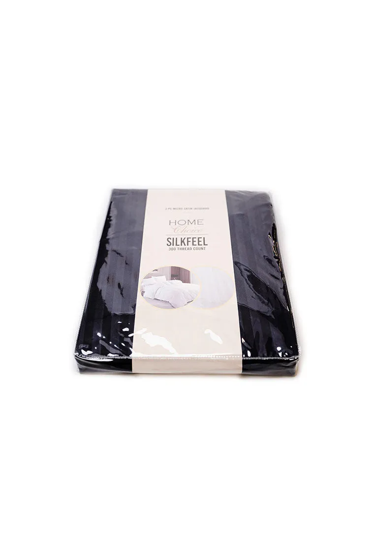 Jacquard Stripes Bedsheet Fitted Sheet - Queen with 2pc Pillow Case