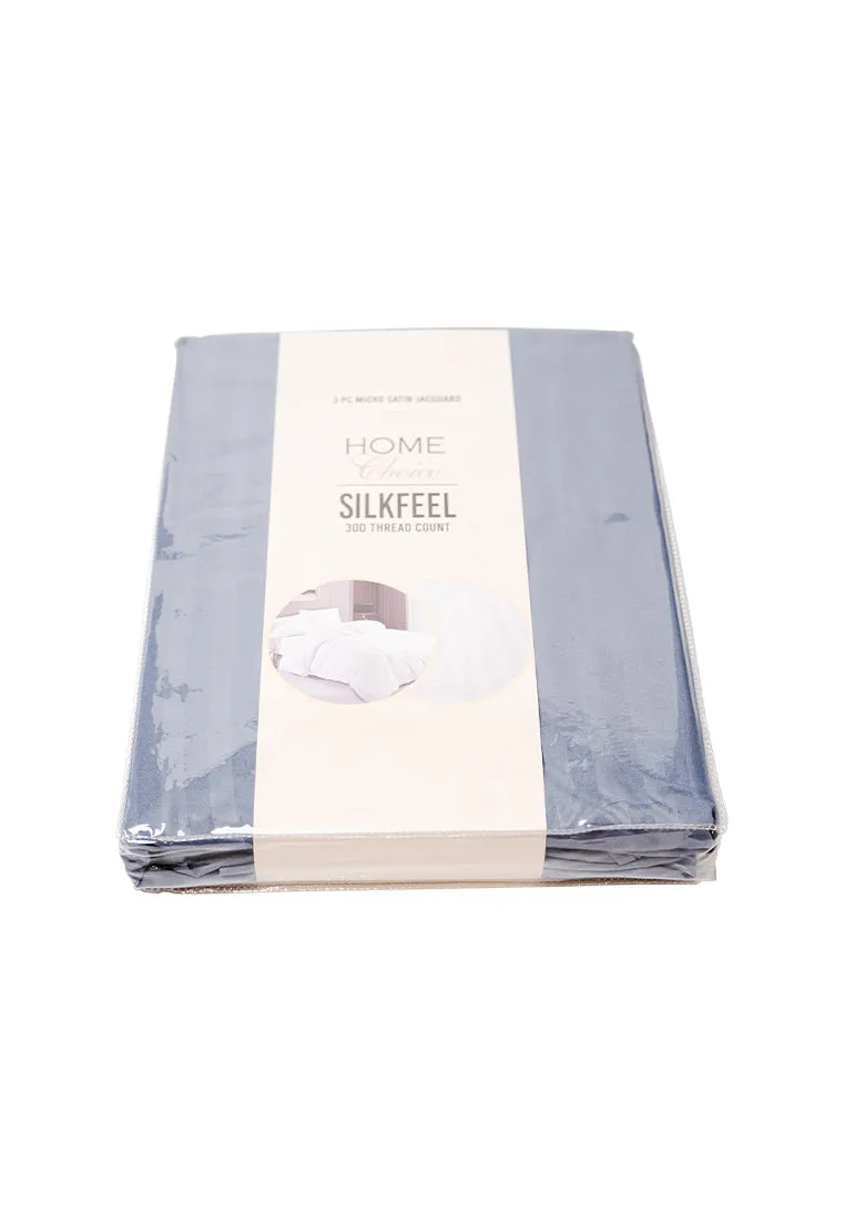 Jacquard Stripes Bedsheet Fitted Sheet - Queen with 2pc Pillow Case