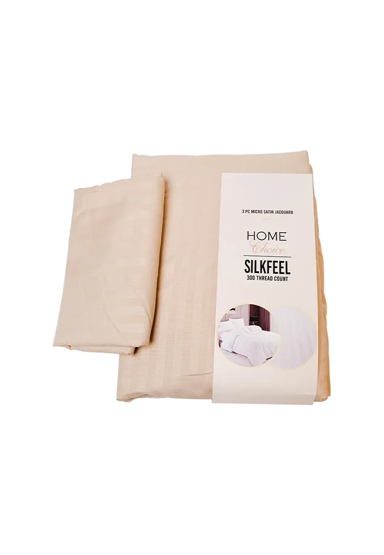 Jacquard Stripes Bedsheet Fitted Sheet - Queen with 2pc Pillow Case