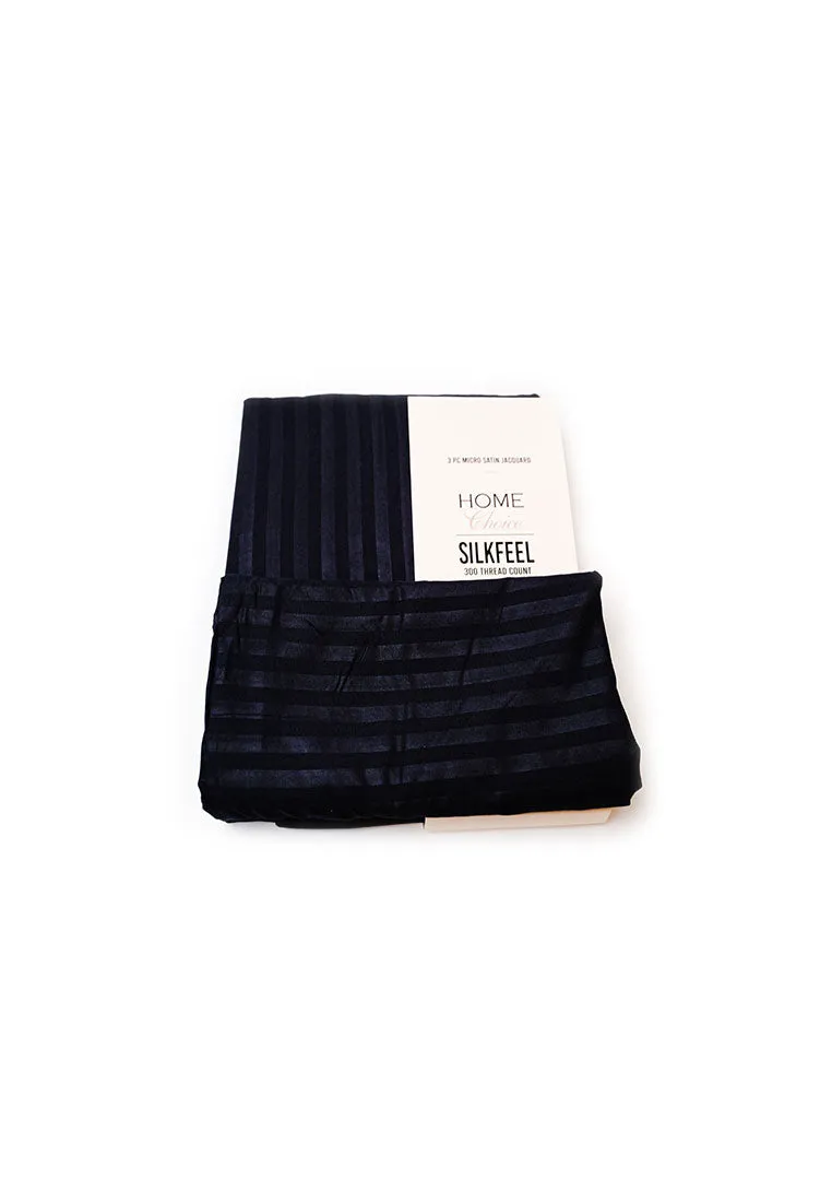Jacquard Stripes Bedsheet Fitted Sheet - Queen with 2pc Pillow Case