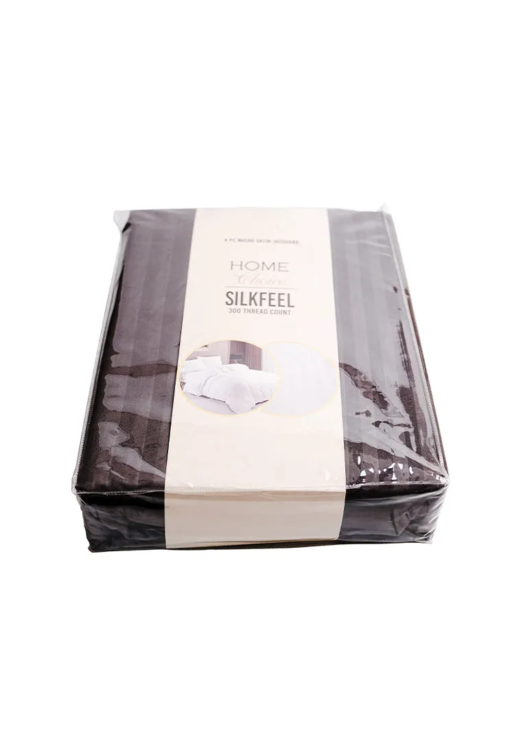 Jacquard Stripes Bedsheet Fitted Sheet - Queen with 2pc Pillow Case