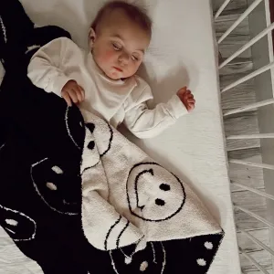 Just Smile Black & Ivory | Plush Blanket
