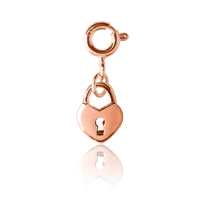 Love Heart Lock Charm - Rose Gold