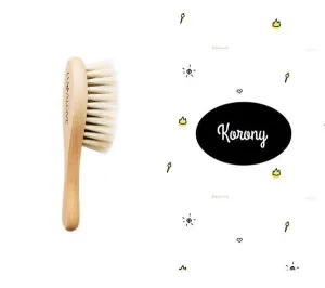 Lullalove Hairbrush Set with Goat's Bristle and Washcloth (Crowns Pattern)