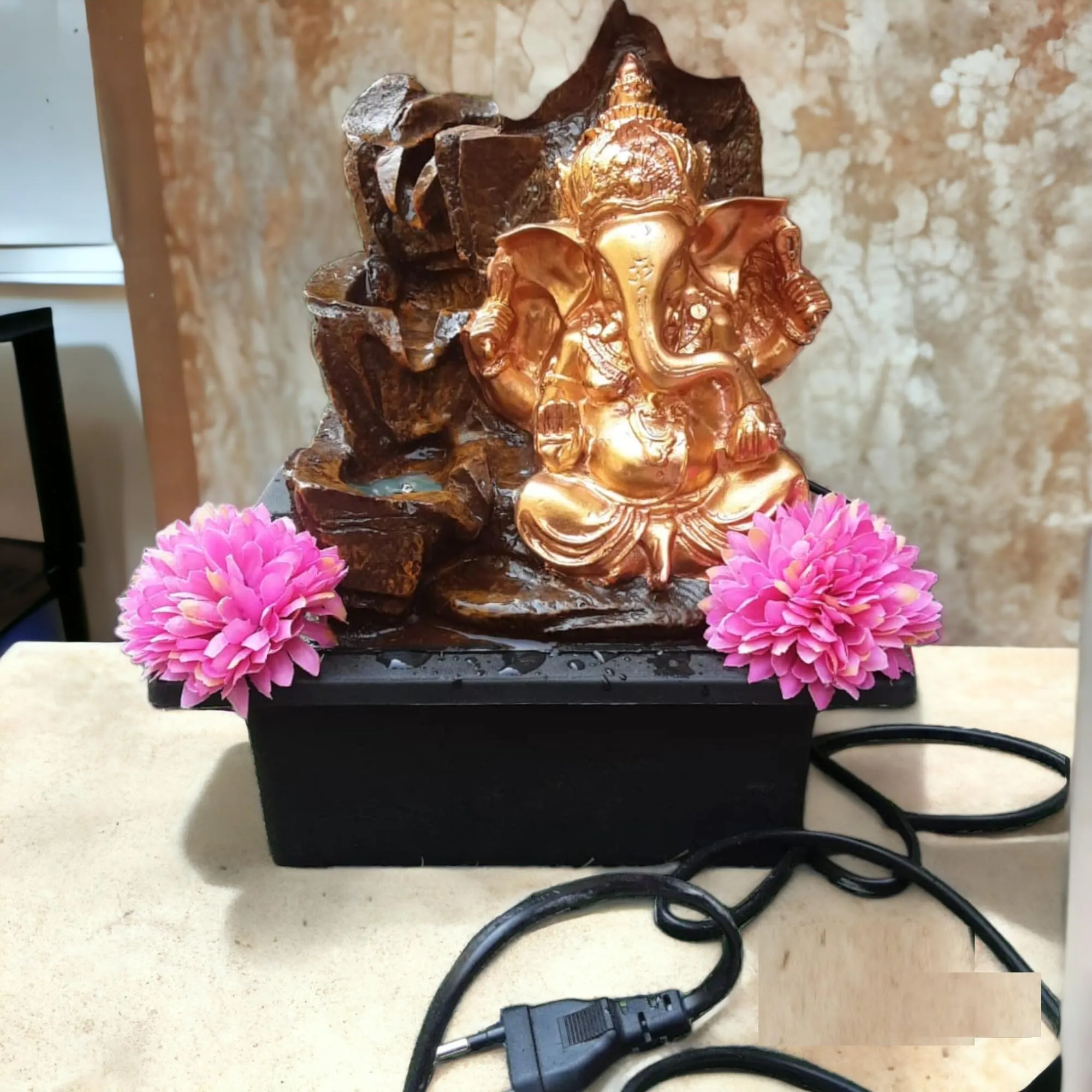MEHRAS LIFE STYLE Indoor and Outdoor Water Fountain- Tabletop Water Fountain with lightinig effect for Housewarming, Office, Bedroom and Decoration | Perfect Indoor Showpiece with LED Light