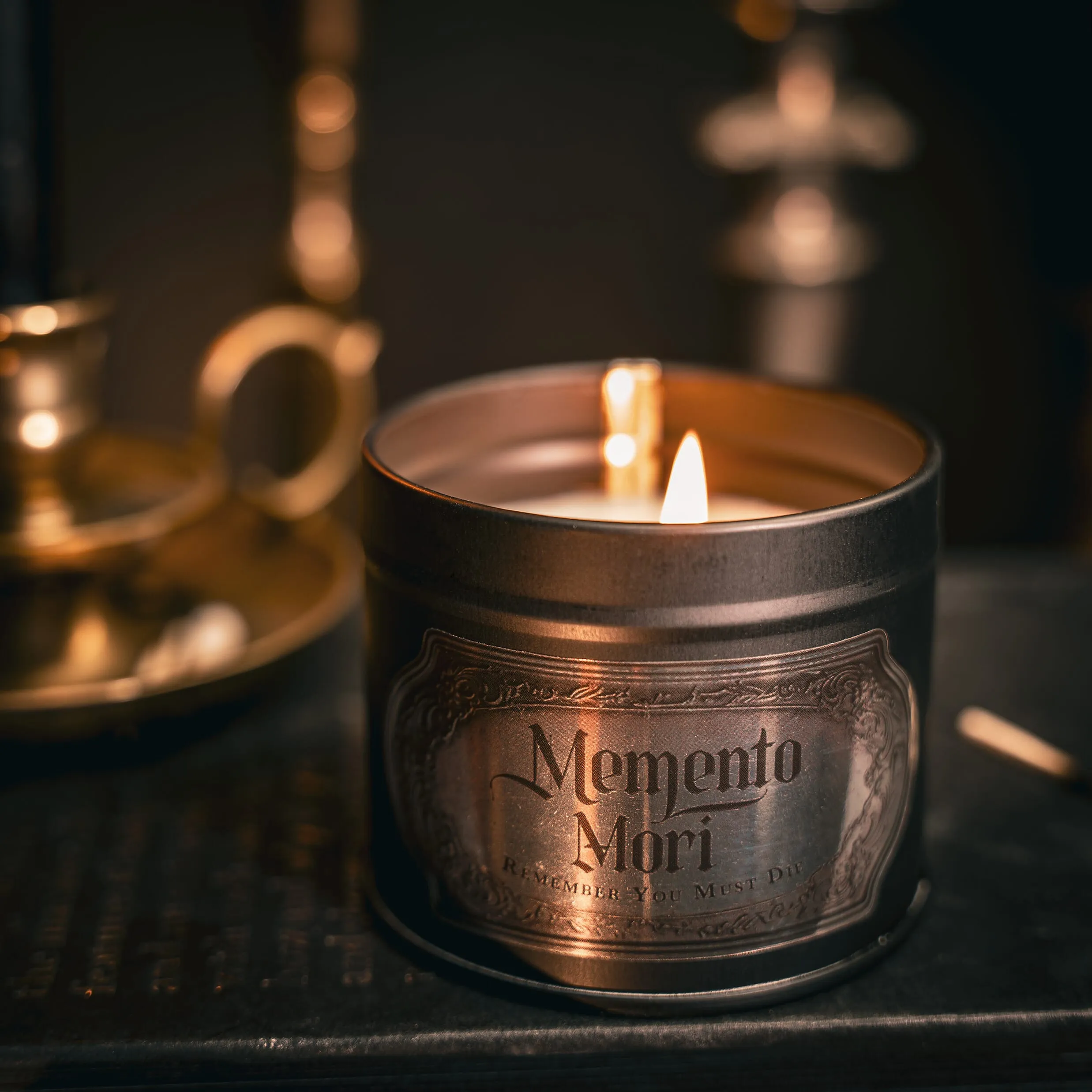 Memento Mori Tin Candle