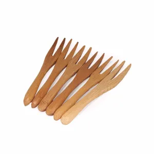 Mini Bamboo Forks - Carbonized Brown - 3.7"