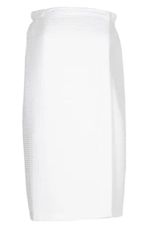Monogrammed waffle weave spa towel wrap on