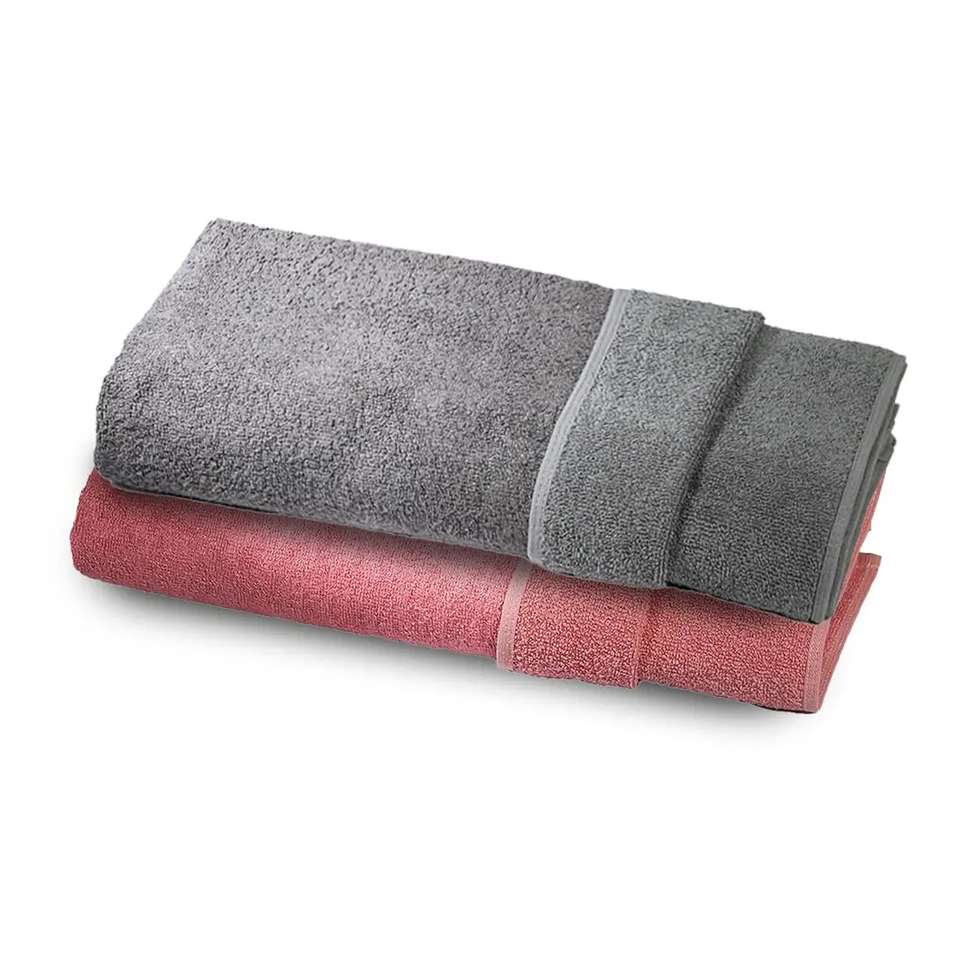Mush Duo - One Side Soft Bamboo Other Side Rough Cotton - Special Dual Textured Towel for Gentle Cleanse & Exfoliation (2, Coral Orange & Grey Opel)