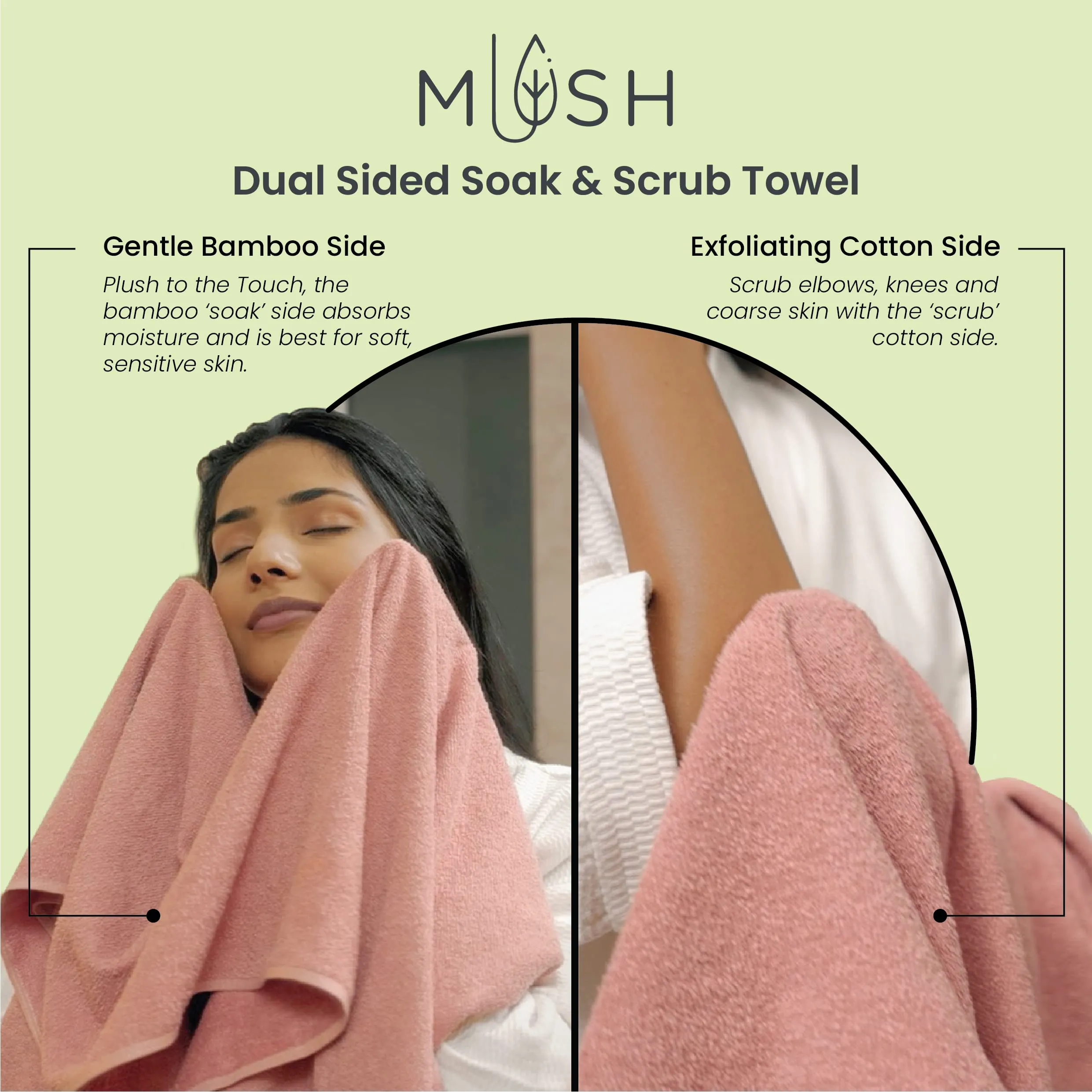 Mush Soak n Scrub Towel - Special Dual Textured Towel with Goodness of Bamboo and Organic Cotton (1, Ruby Red)