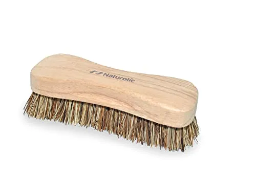 Naturolic All-Natural Wooden Scrub Brush Set, Kitchen Scrub Brush with Wooden Handle, Palmyra Bristle Brush, Eco Friendly Cleaning Products, Scrub Brush Set of 2
