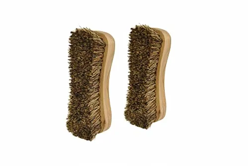 Naturolic All-Natural Wooden Scrub Brush Set, Kitchen Scrub Brush with Wooden Handle, Palmyra Bristle Brush, Eco Friendly Cleaning Products, Scrub Brush Set of 2