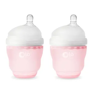 OlaBaby Silicone Gentle Bottle 120ml 2pk Rose