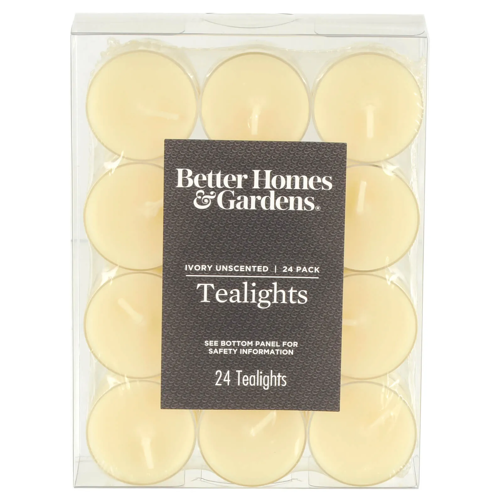 Pack Of 24 Unscented Tealights Candles White Ivory 4cm