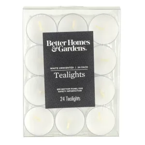 Pack Of 24 Unscented Tealights Candles White Ivory 4cm