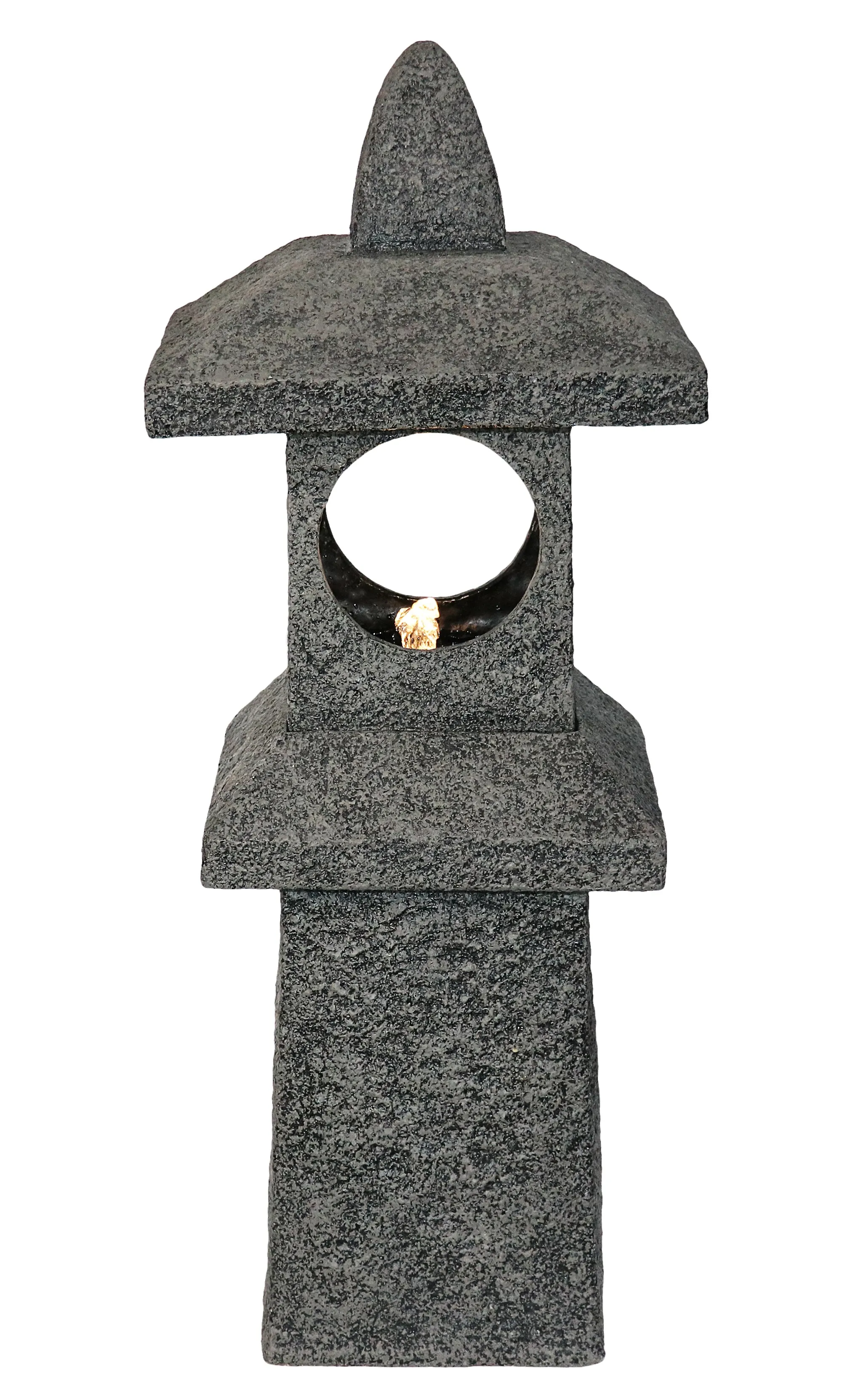 Pagoda Fountain Outdoor Water Feature With Warm White Led