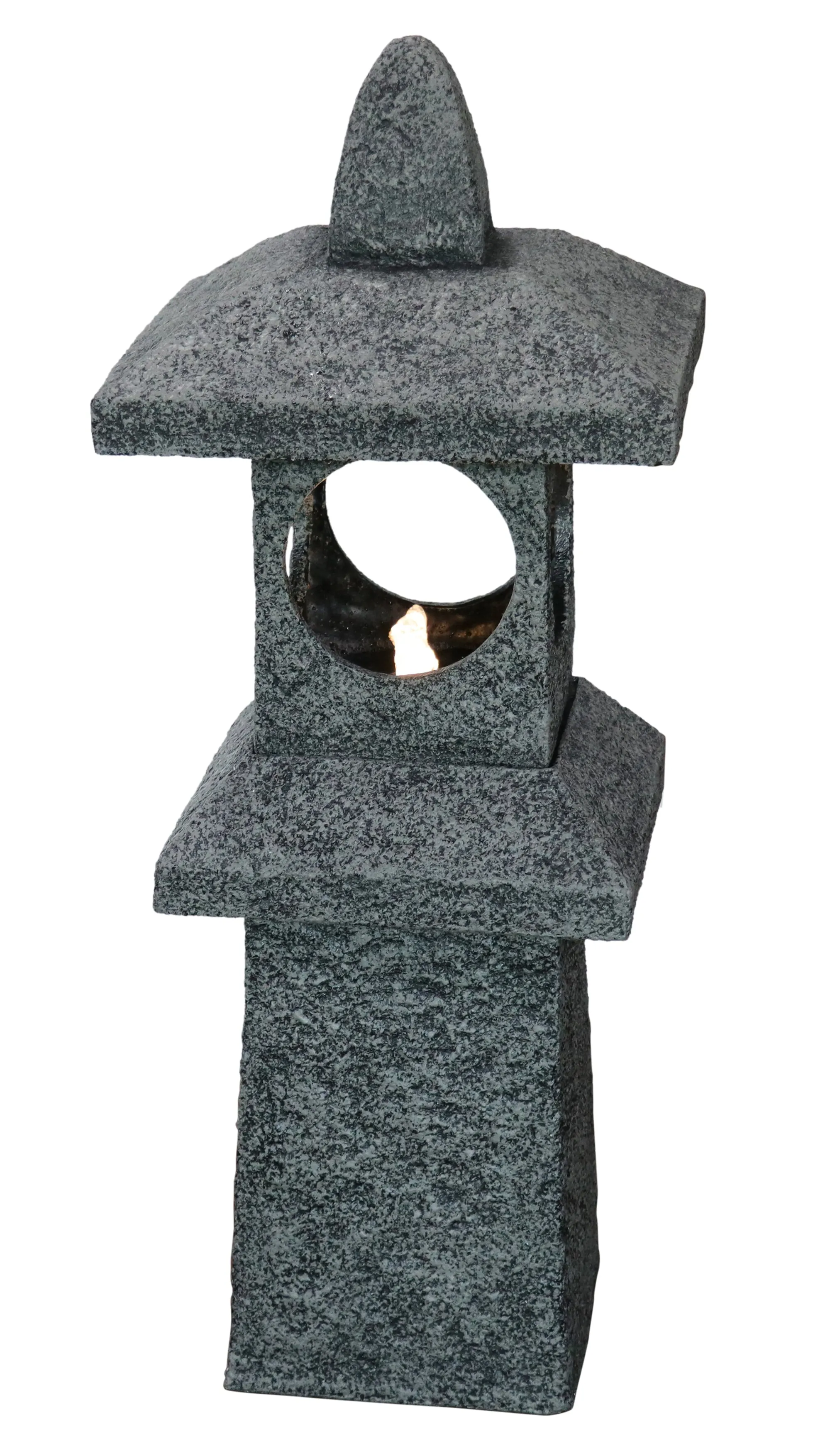 Pagoda Fountain Outdoor Water Feature With Warm White Led