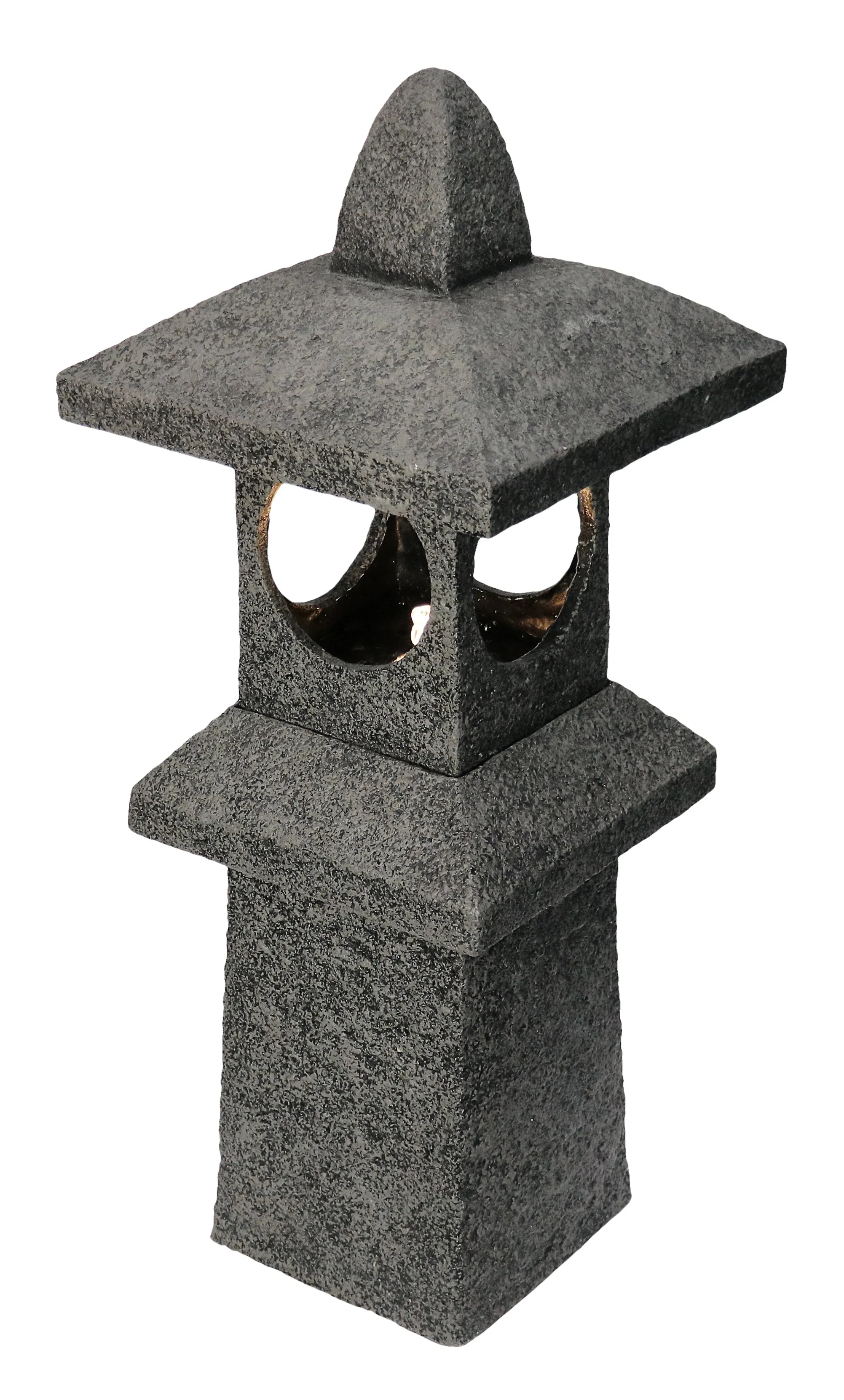 Pagoda Fountain Outdoor Water Feature With Warm White Led