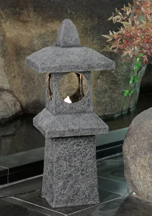 Pagoda Fountain Outdoor Water Feature With Warm White Led