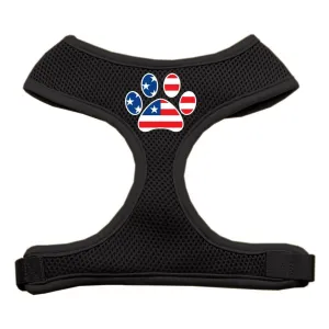 Paw Flag USA Screen Print Soft Mesh Harness Black Large