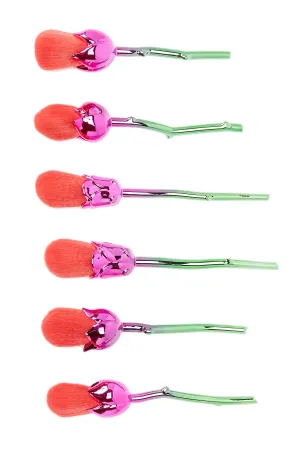 Rose Makeup 6-Piece Brush Set - Red