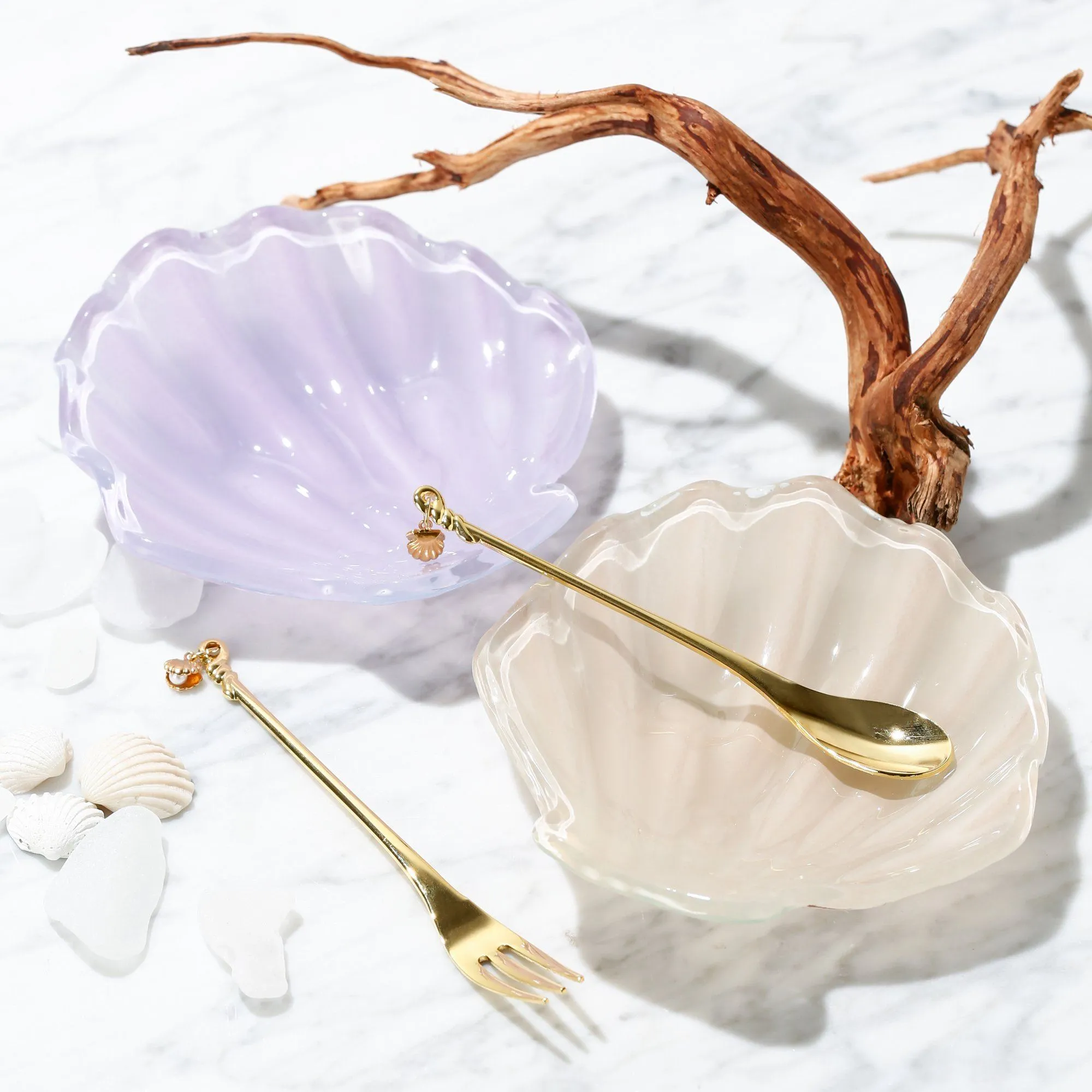 Shell Cake Fork Gold