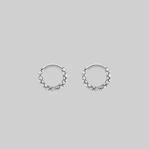 VEGA. Snake Skin Clicker Hoop Earrings - Silver