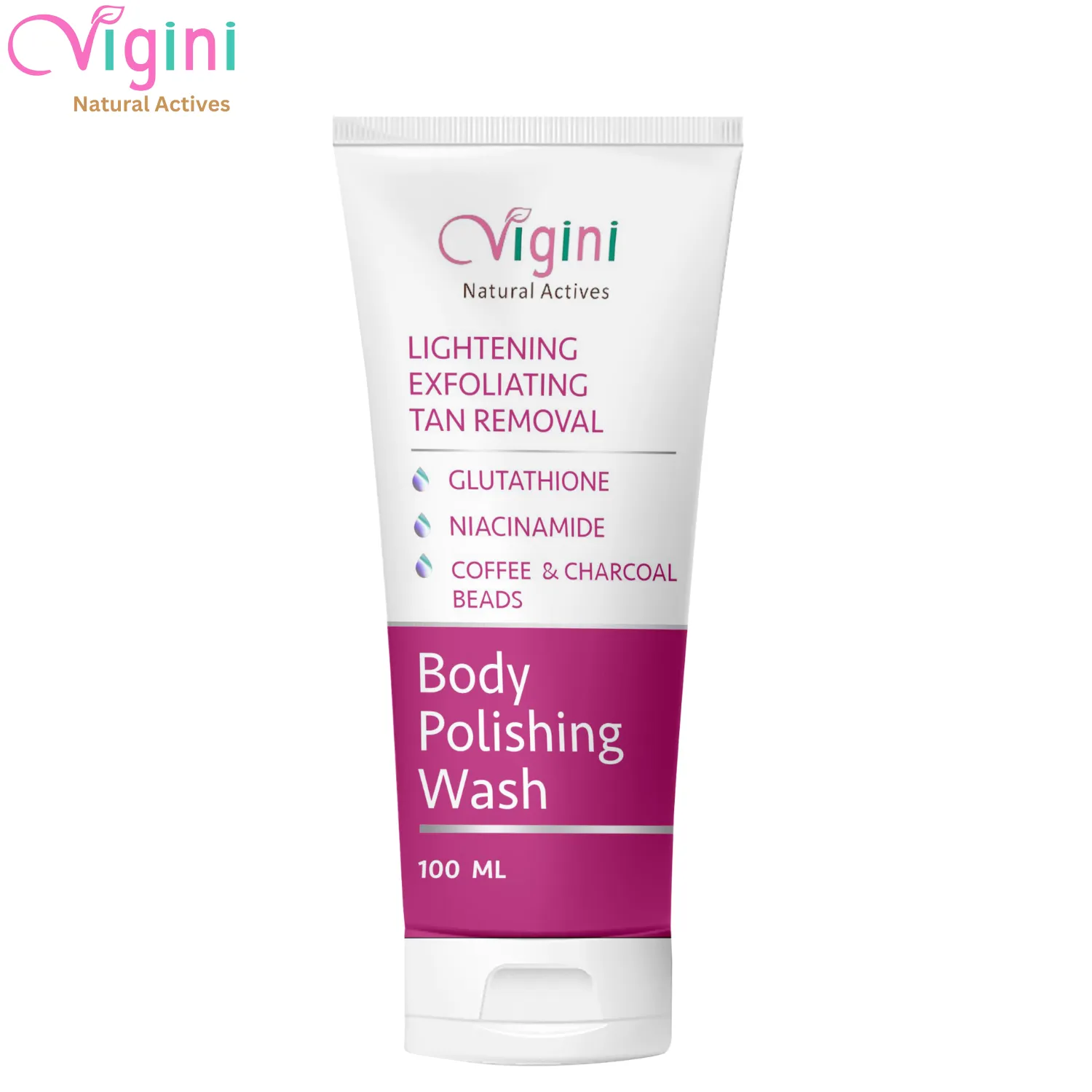 Vigini Skin Lightening Whitening Polishing Exfoliator Coffee Tan Pigmentation Scrub Body Wash - 100ml