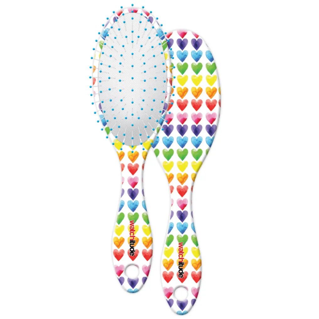 Watercolor Hearts Hairbrush