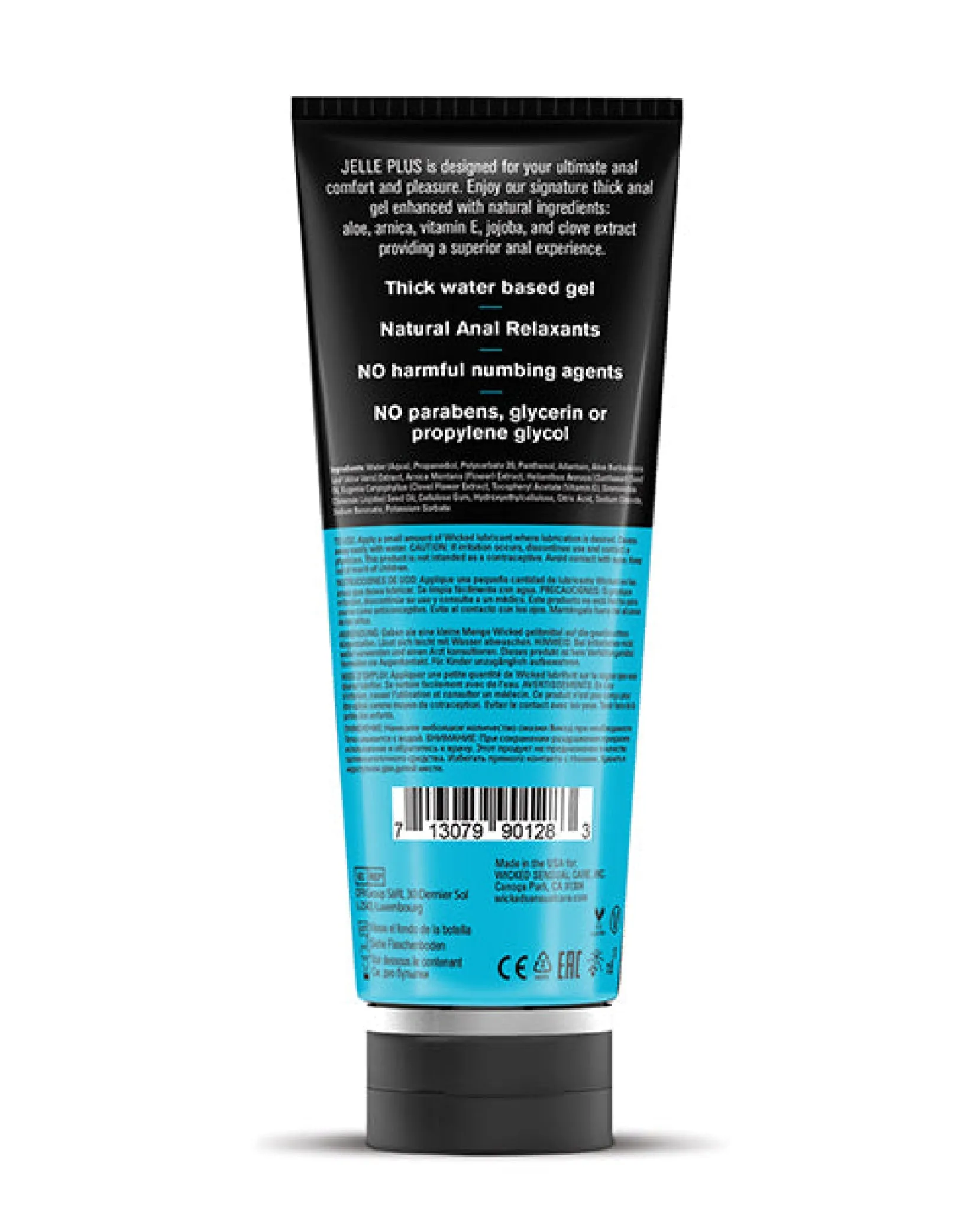 Wicked Sensual Care Jelle Plus Water Based Anal Lubricant with Relaxants - 4 Oz