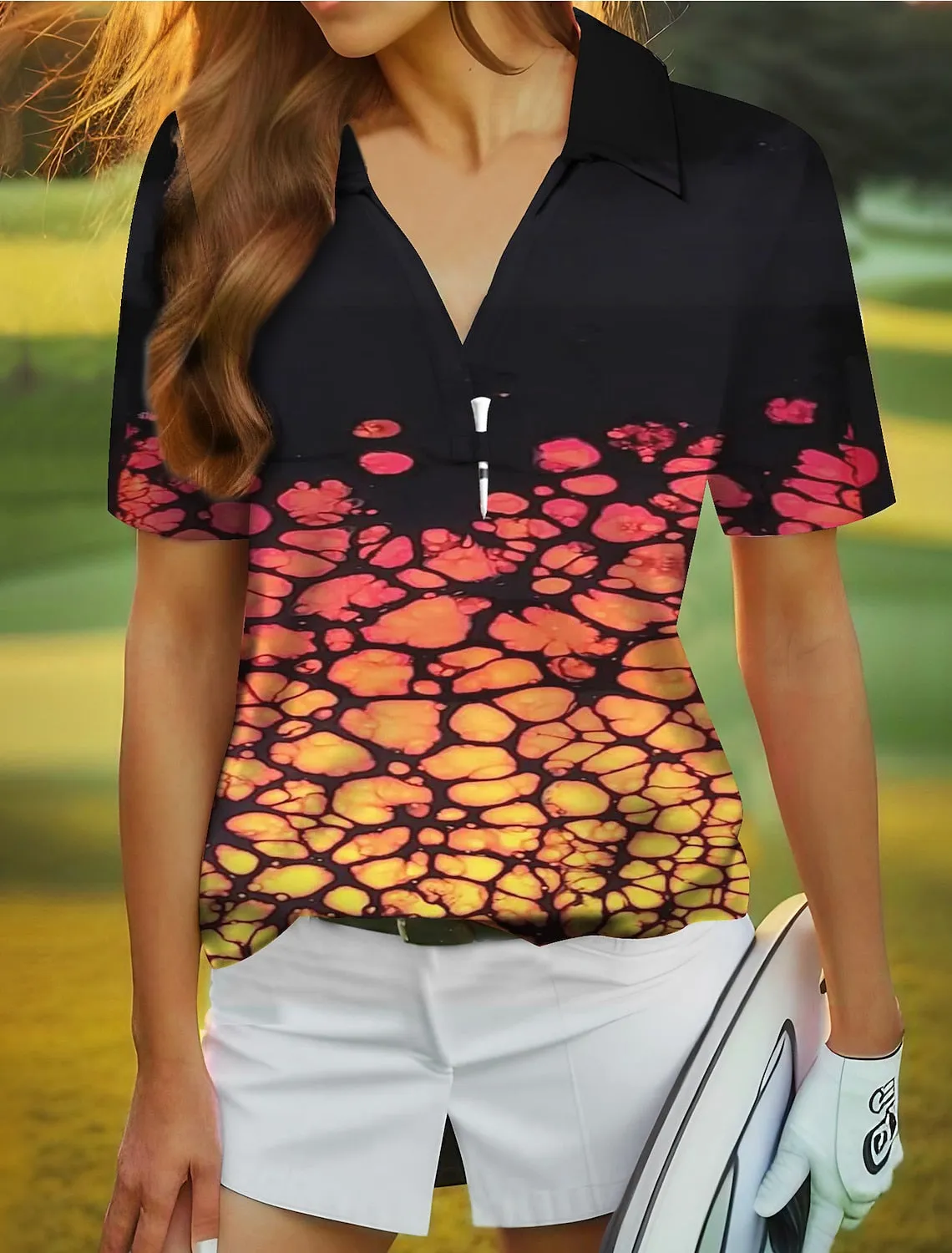 Women's Polo Shirt Golf Shirt Breathable Quick Dry Moisture Wicking Short Sleeve Golf Apparel Golf Clothes Regular Fit V Neck Animal Floral Summer Tennis Golf Pickleball