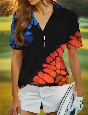 Women's Polo Shirt Golf Shirt Breathable Quick Dry Moisture Wicking Short Sleeve Golf Apparel Golf Clothes Regular Fit V Neck Animal Floral Summer Tennis Golf Pickleball